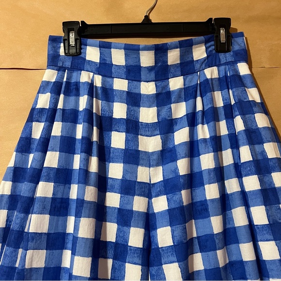 Neubyrne | Paula Pants Wide Leg High Waisted Trousers Flowy Blue Gingham Size M - Picture 4 of 13